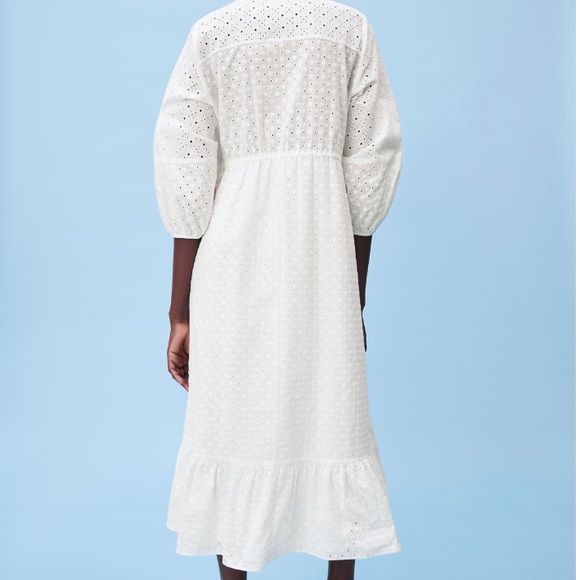 Zara openwork embroidered eyelet white dress S - Picture 5 of 16